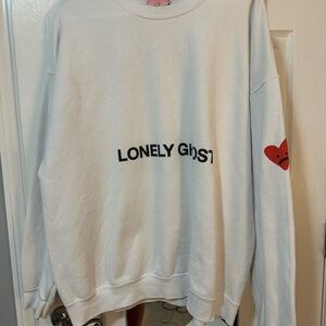 Lonely Ghost White Sweatshirt with Red Heart